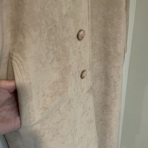 Skin Gear Vintage Non Leather Suede Trench Coat Button Tan Small Womens READ - Picture 10 of 13
